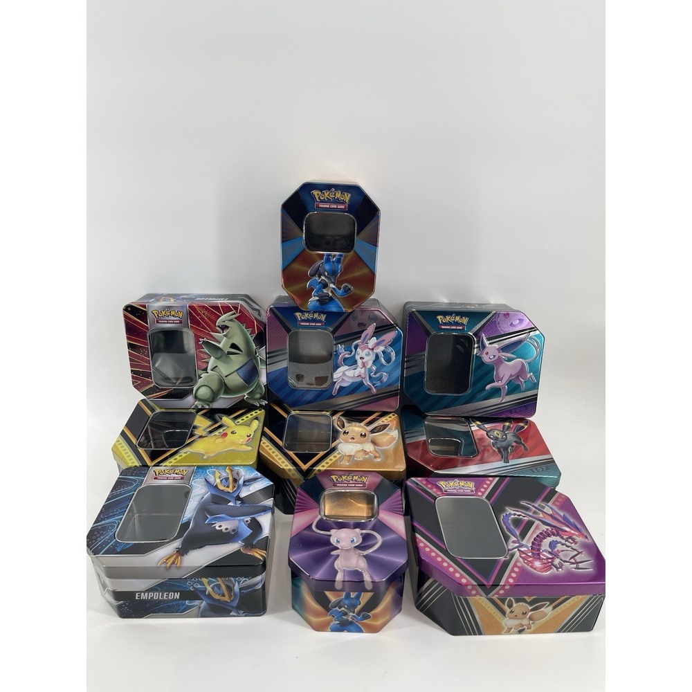 Pokemon Box Lot Bundle Multiple Empty Tins 10 Total